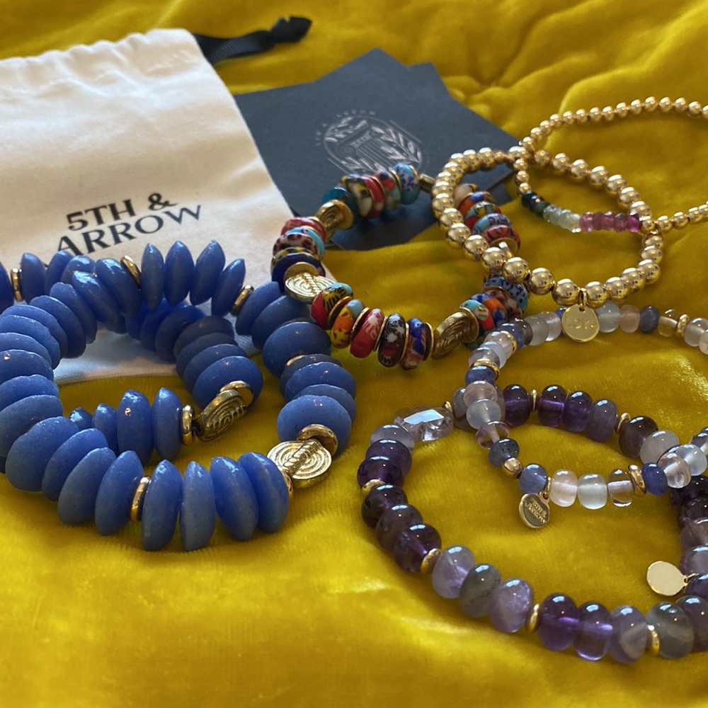 5th & Arrow Assorted Beaded Glass & 18k Gold-filled Bracelets